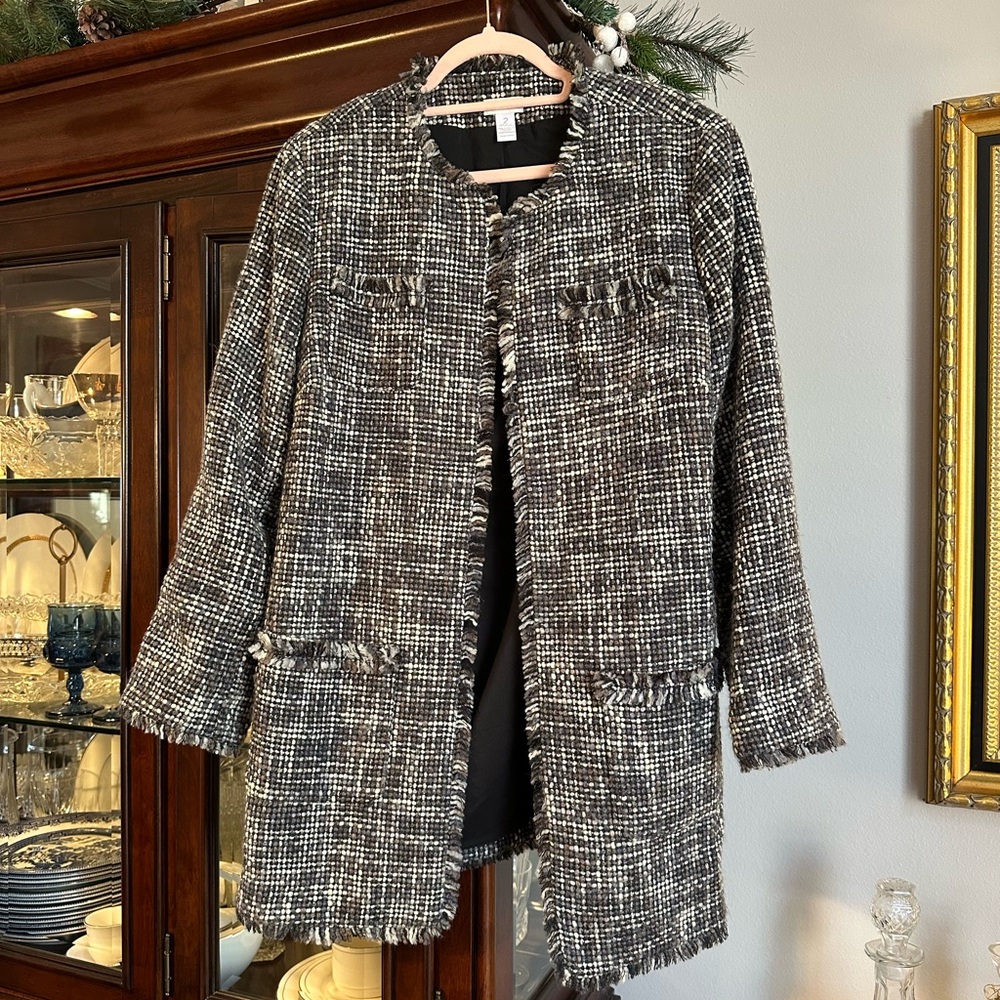 Chico's Black and White Tweed Blazer